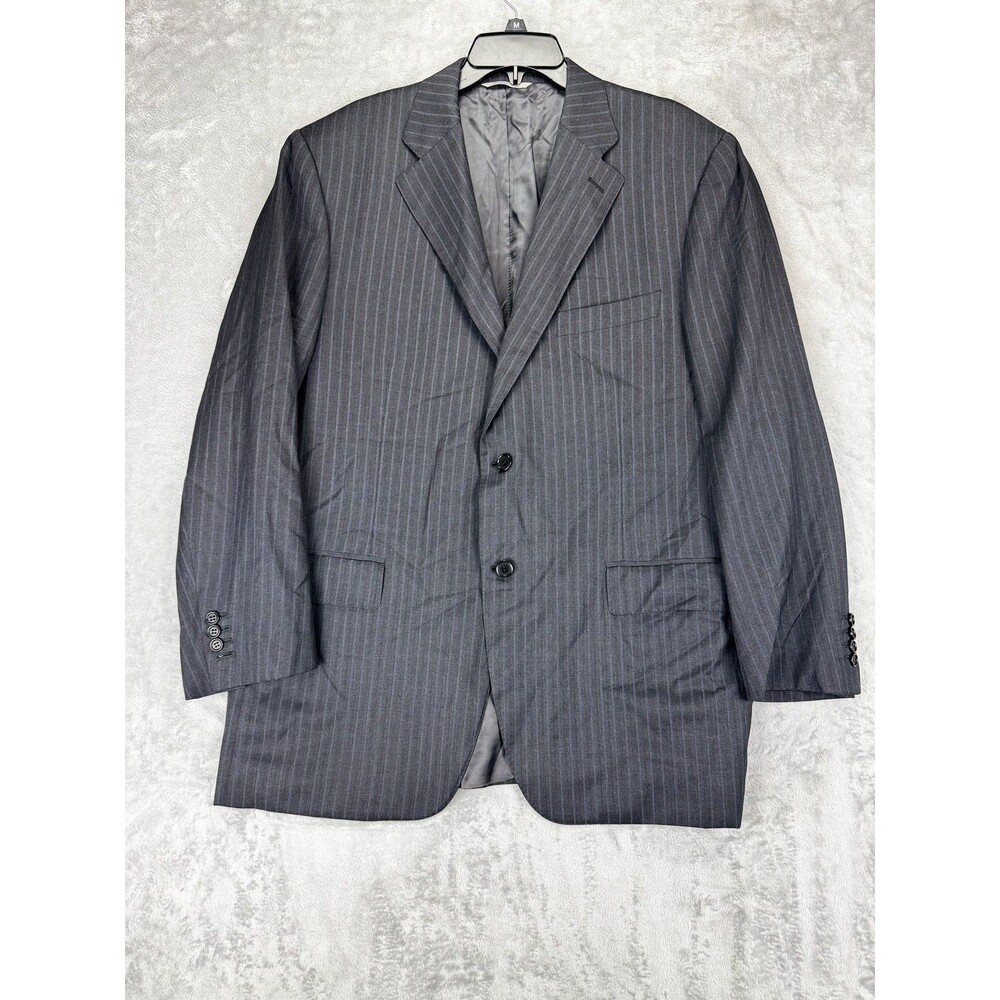 Canali Mens 38R Gray Pinstripe Wool Suit Blazer Jacket Made in Italy luxury